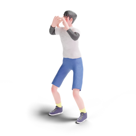 Young Teenager Boy Screaming  3D Illustration