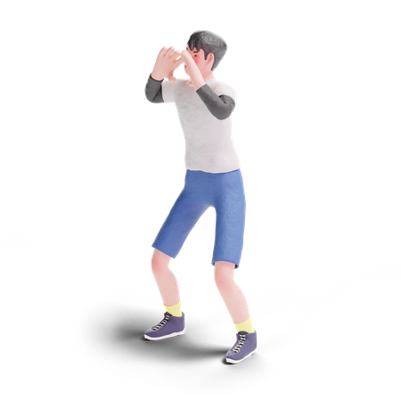 Young Teenager Boy Screaming 3D Illustration