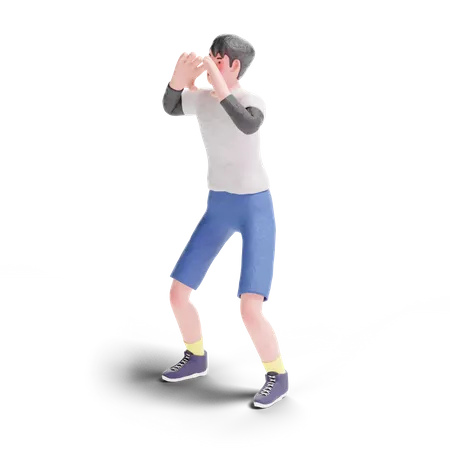 Young Teenager Boy Screaming  3D Illustration