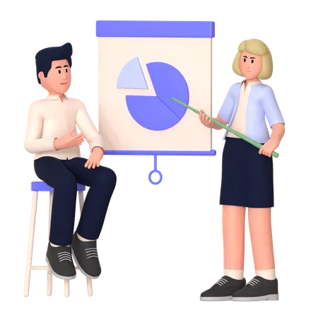 Young Woman And Man Giving Presentation  3D Illustration