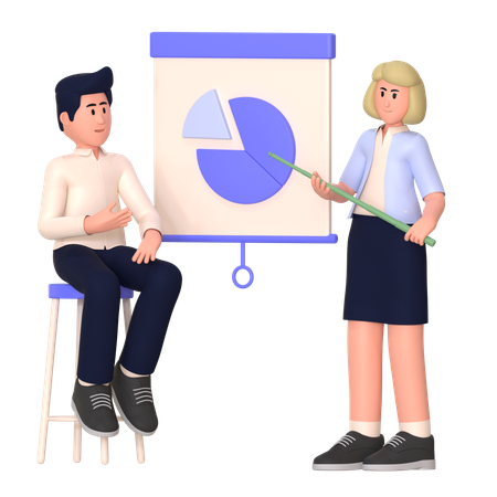 Young Woman And Man Giving Presentation  3D Illustration