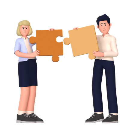 Young Woman And Man Solving Problem  3D Illustration