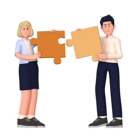 Young Woman And Man Solving Problem  3D Illustration