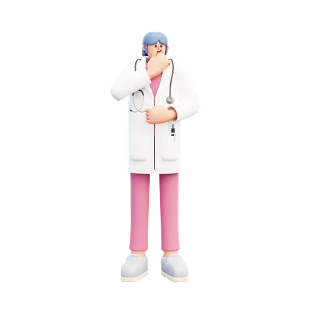 Young Woman Doctor Deep Thinking  3D Illustration