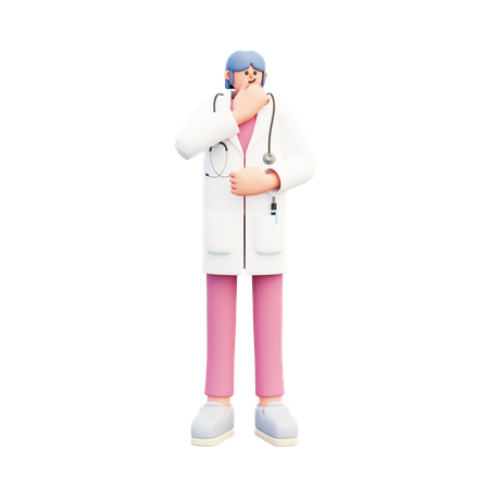 Young Woman Doctor Deep Thinking  3D Illustration