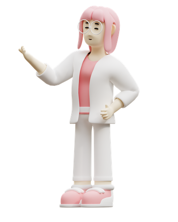 Young Woman Explaining Presentation  3D Icon