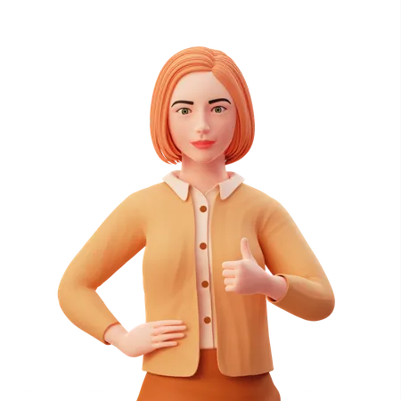 Young woman giving appreciate pose  3D Illustration