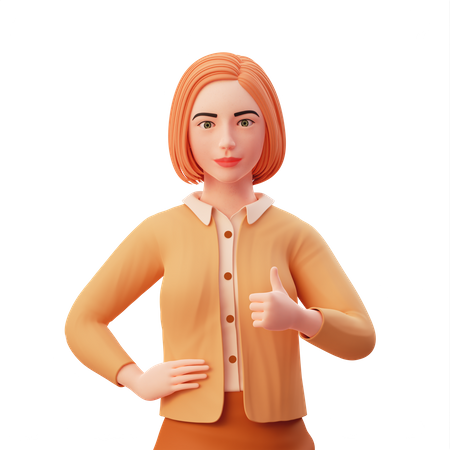 Young woman giving appreciate pose  3D Illustration