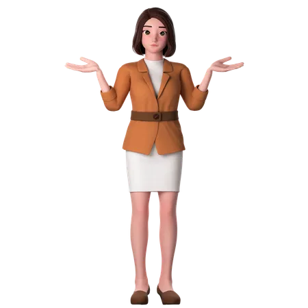 Young Woman Giving Shrugging Pose  3D Illustration
