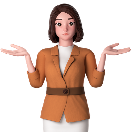 Young Woman Giving Shrugging Pose  3D Illustration