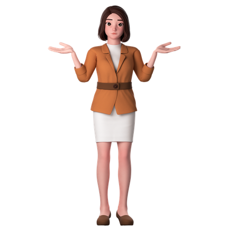 Young Woman Giving Shrugging Pose  3D Icon