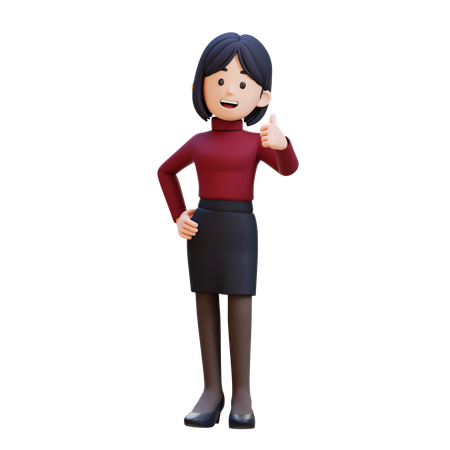Young Woman Giving Thumbs Up  3D Illustration