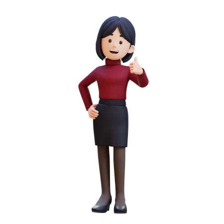 Young Woman Giving Thumbs Up  3D Illustration