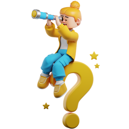 Young Woman Looking For Someone To Help With Question  3D Illustration