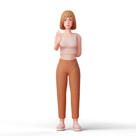 Young Woman Making a Stop Gesture  3D Illustration