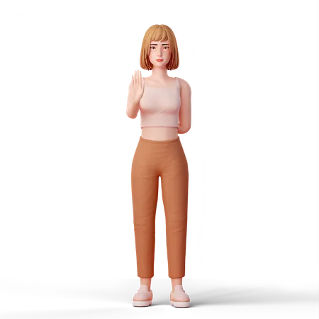 Young Woman Making a Stop Gesture  3D Illustration