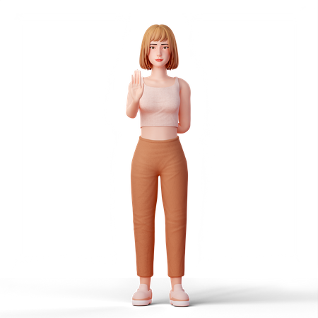 Young Woman Making a Stop Gesture 3D Illustration