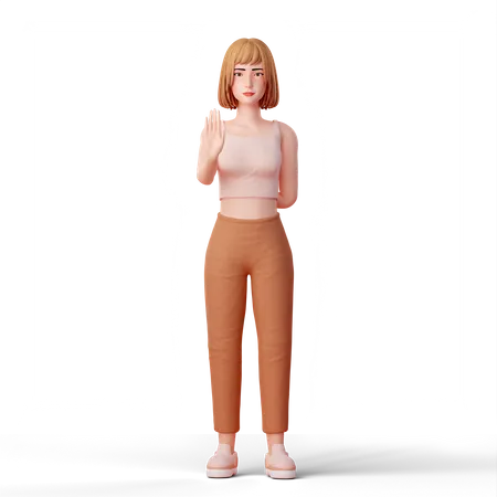 Young Woman Making a Stop Gesture 3D Illustration