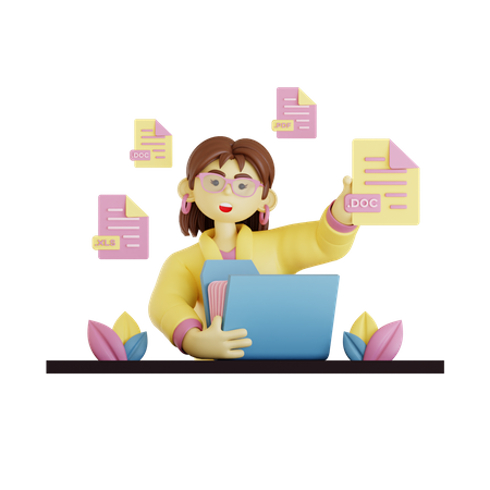 Young woman making documentation  3D Icon