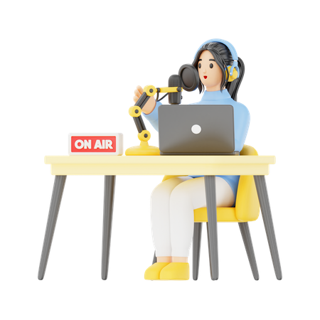 Young Woman Record Podcast  3D Icon