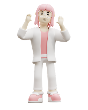 Young Woman Say Hi  3D Icon