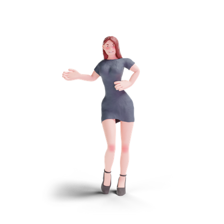 Young woman showing direction  3D Illustration