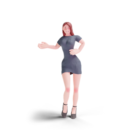 Young woman showing direction 3D Illustration