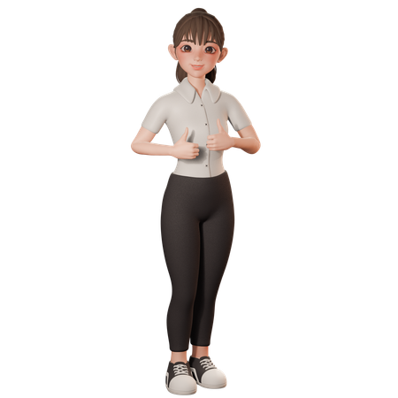 Young Woman Showing Double Thumbs Up Gesture With Both Hands  3D Illustration