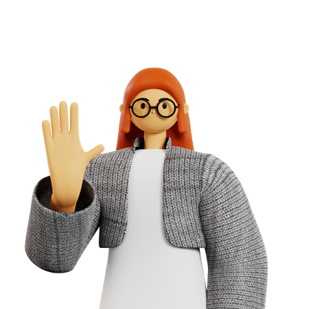 Young woman showing Five finger  3D Illustration