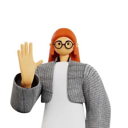 Young woman showing Five finger  3D Illustration