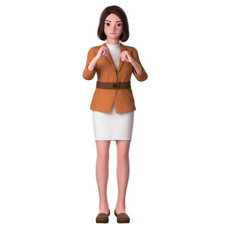 Young Woman Showing Ready To Fight With Fists Both Hands  3D Illustration