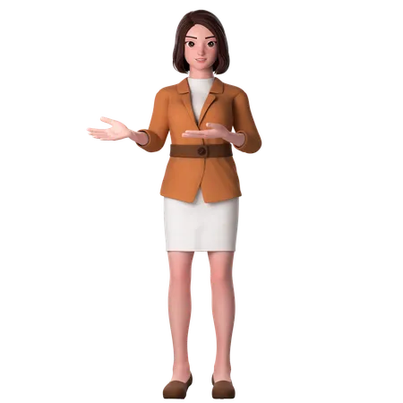 Young Woman Showing Stop Gesture Using Both Hands  3D Illustration