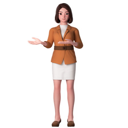 Young Woman Showing Stop Gesture Using Both Hands  3D Icon