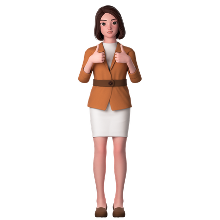 Young Woman Showing Thumbs Up Using Both Hands  3D Icon