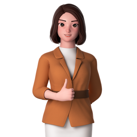 Young Woman Showing Thumbs Up Using Left Hand  3D Illustration