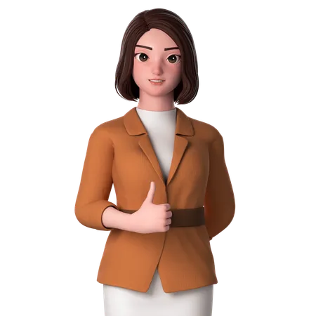 Young Woman Showing Thumbs Up Using Left Hand  3D Illustration
