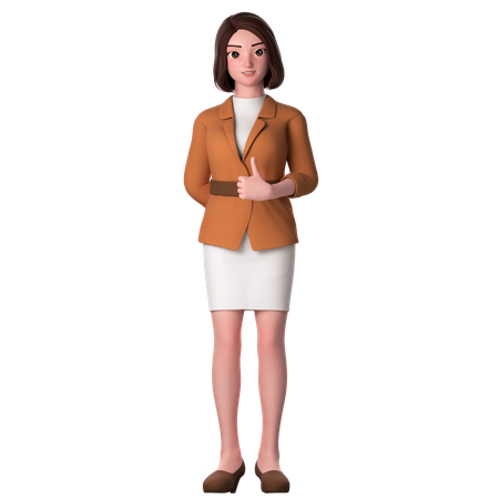 Young Woman Showing Thumbs Up Using Right Hand  3D Illustration