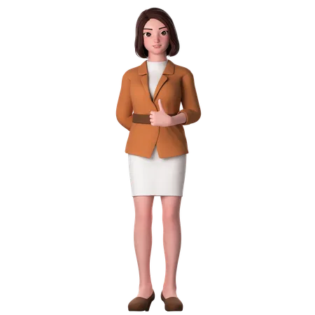 Young Woman Showing Thumbs Up Using Right Hand  3D Illustration