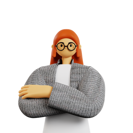 Young woman standing confidently  3D Icon