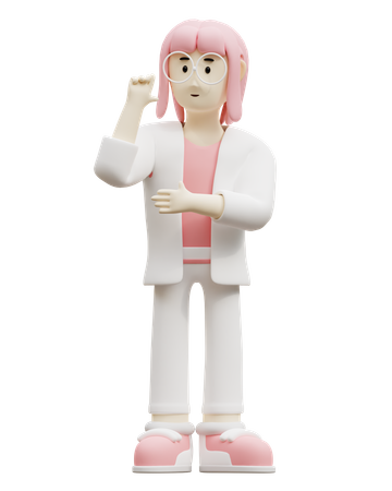 Young Woman Thingking Something  3D Icon