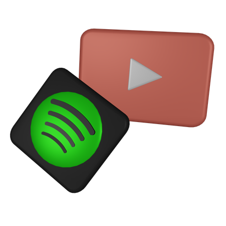 Youtub And Spotify  3D Icon