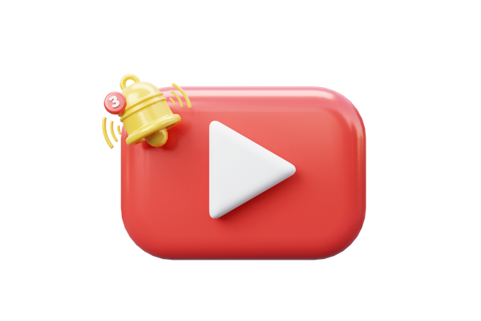 Youtube with notification  3D Icon