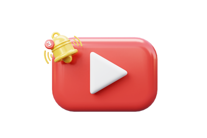 Youtube with notification 3D Icon