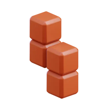 Z-Shape Zigzag Tetris Block  3D Icon