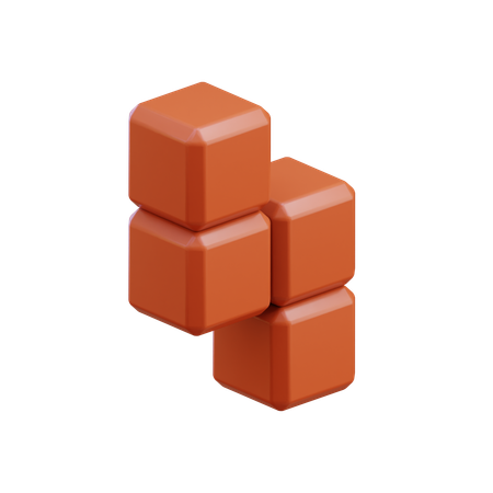 Z字型ジグザグテトリスブロック1  3D Icon