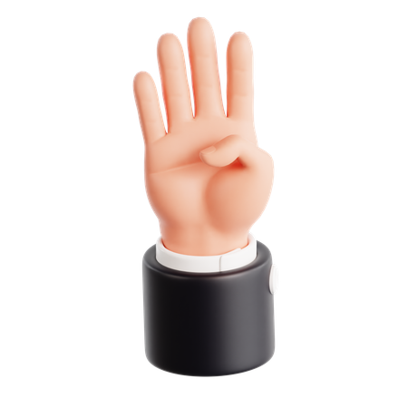 Zählen mit vier Fingern Handbewegung  3D Icon
