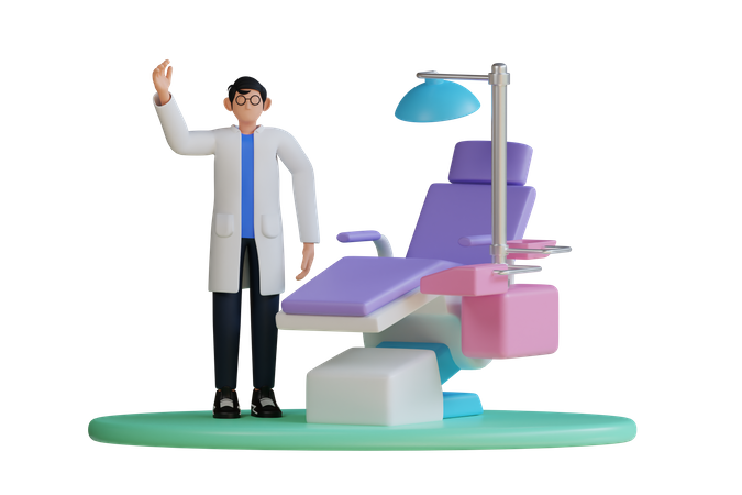 Zahnarzt in der Klinik  3D Illustration