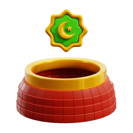 Poco De Agua Benta Zamzam Em Meca Com Logotipo De Simbolo Islamico 3 D Icone Ilustracao Render Design 3D Icon