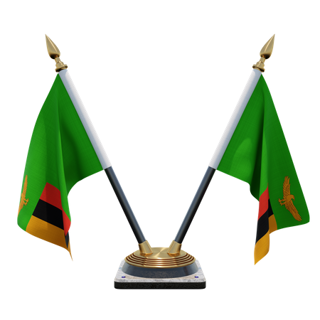 Soporte de bandera de doble escritorio de Zambia  3D Flag