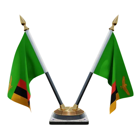 Soporte de bandera de doble escritorio de Zambia  3D Flag